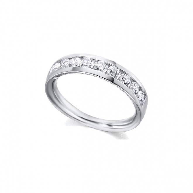 Alianza de oro blanco de 18 Kt con diamantes de 0,80 ct