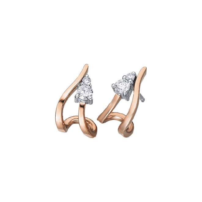 Pendientes de oro blanco y rosa de 18 Kt con diamantes de 0,44 ct