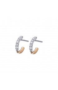Pendientes de oro blanco y rosa de 18 Kt con diamantes de 0,24 ct