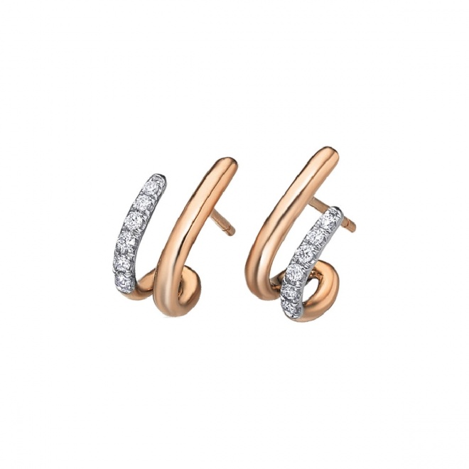 Pendientes de oro blanco y rosa de 18 Kt con diamantes de 0,20 ct