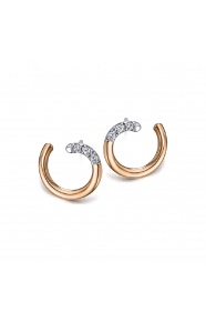 Pendientes de oro blanco y rosa de 18 Kt con diamantes de 0,18 ct