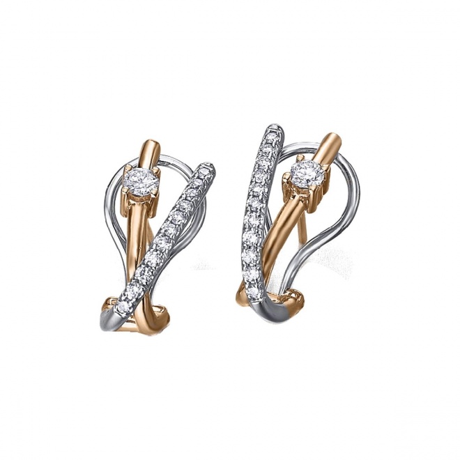 Pendientes de oro blanco y rosa de 18 Kt con diamantes de 0,62 ct