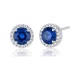 Pendientes de oro blanco de 18 Kt con zafiros y orla de diamantes, 0,27 ct