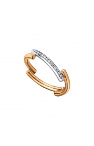 Anillo de oro blanco y rosa de 18 Kt con diamantes de 0,07 ct