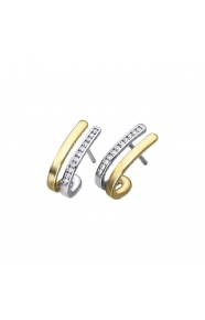 Pendientes de oro blanco y amarillo de 18 Kt con diamantes de 0,17 ct