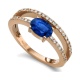 Anillo de oro rosa de 18 Kt con zafiro y diamantes, 0,23 ct