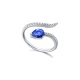 Anillo de oro blanco de 18 Kt con zafiro y diamantes, 0,21 ct