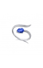 Anillo de oro blanco de 18 Kt con zafiro y diamantes, 0,21 ct