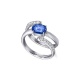 Anillo de oro blanco de 18 Kt con zafiro y diamantes, 0,28 ct