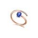 Anillo de oro blanco y rosa de 18 Kt con zafiro y diamantes, 0,06 ct
