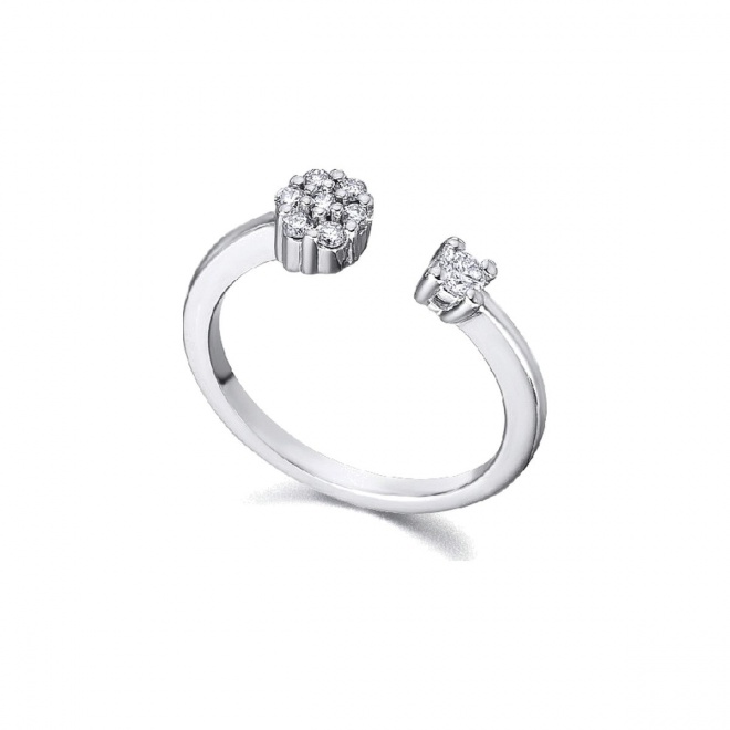 Anillo de oro blanco de 18 Kt con diamantes de 0,16 ct