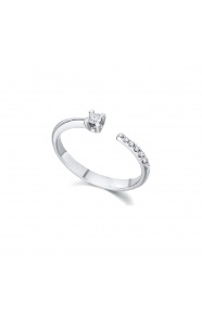 Anillo de oro blanco de 18 Kt con diamantes de 0,11 ct