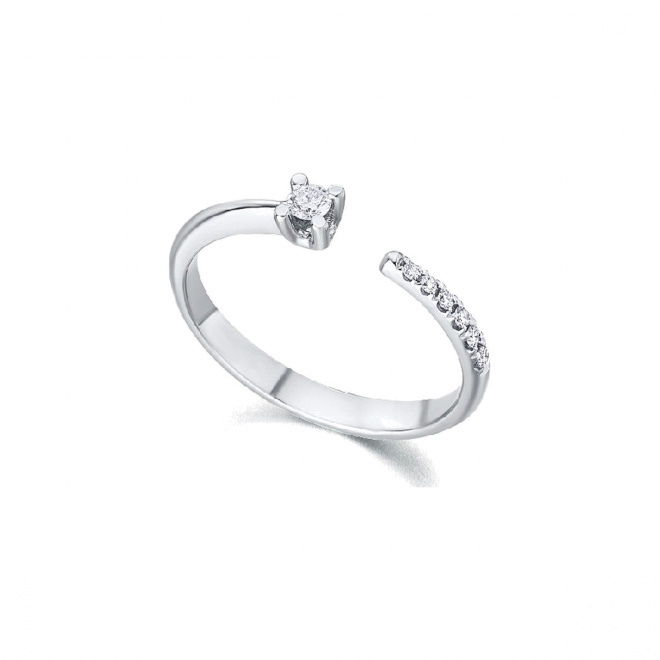 Anillo de oro blanco de 18 Kt con diamantes de 0,11 ct