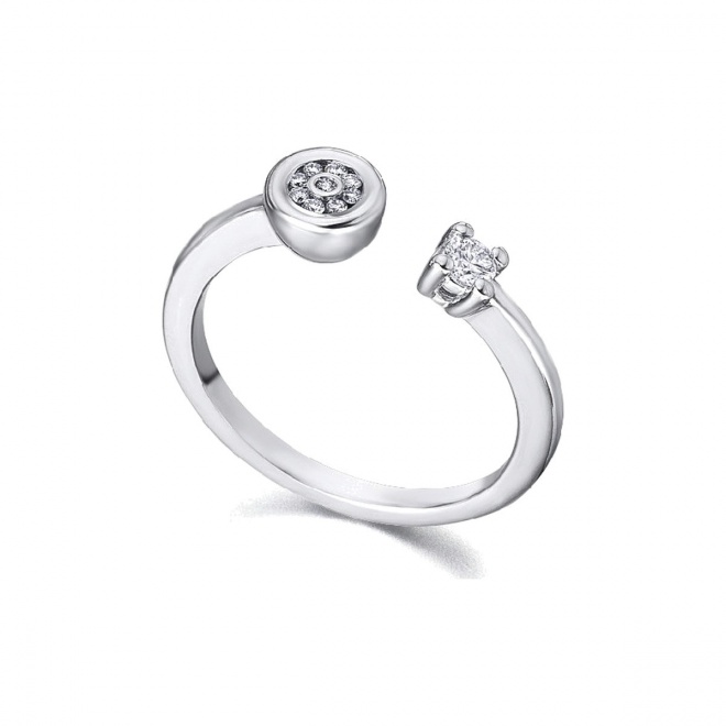 Anillo de oro blanco de 18 Kt con diamantes de 0,09 ct
