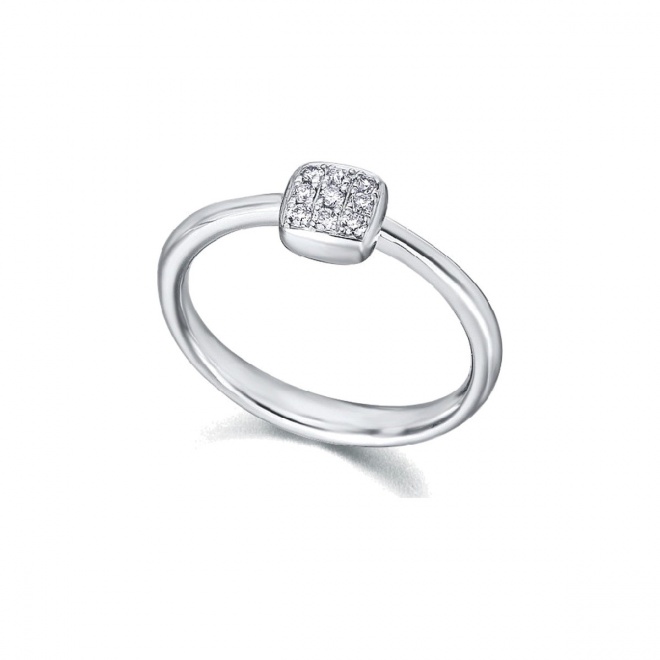 Anillo de oro blanco de 18 Kt con diamantes de 0,08 ct