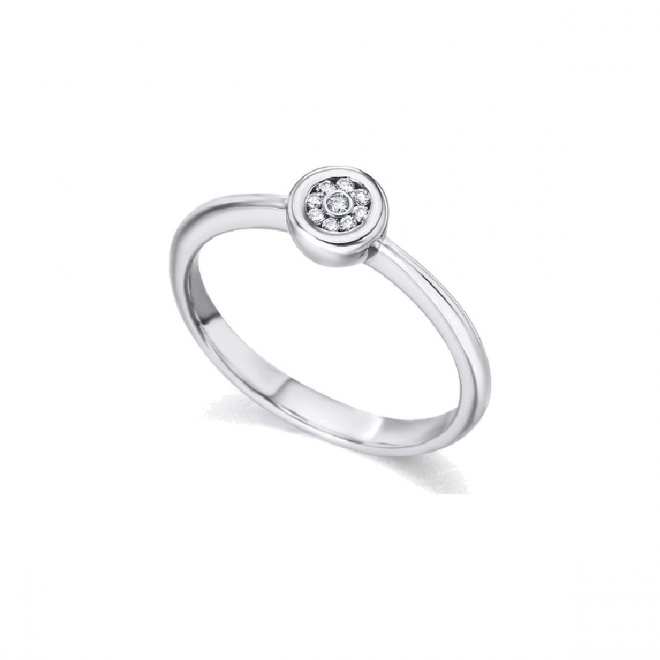 Anillo de oro blanco de 18 Kt con diamantes de 0,03 ct