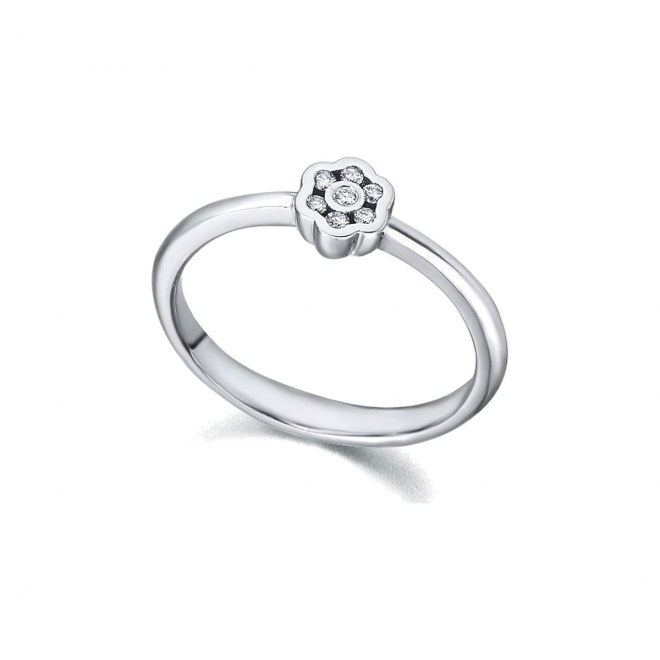 Anillo de oro blanco de 18 Kt con diamantes de 0,04 ct