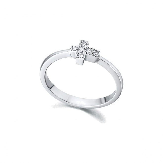 Anillo de oro blanco de 18 Kt con diamantes de 0,05 ct