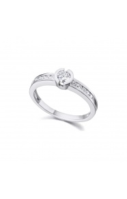 Anillo de oro blanco de 18 Kt con diamantes de 0,35 ct