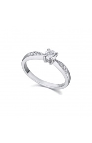Anillo de oro blanco de 18 Kt con diamantes de 0,37 ct