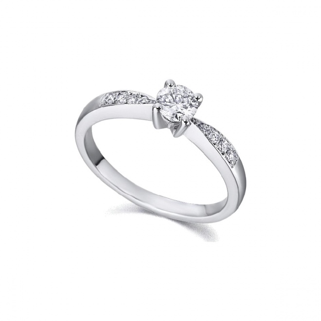Anillo de oro blanco de 18 Kt con diamantes de 0,37 ct