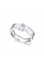 Alianza de oro blanco de 18 Kt con diamantes de 0,26 ct