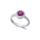 Anillo de oro blanco de 18 Kt con rubí y diamantes, 0,40 ct