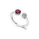 Anillo de oro blanco de 18 Kt con rubí y diamantes, 0,10 ct