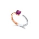 Anillo de oro blanco y rosa de 18 Kt con rubí y diamantes, 0,05 ct