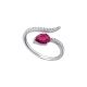 Anillo de oro blanco de 18 Kt con rubí y diamantes, 0,21 ct