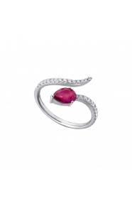 Anillo de oro blanco de 18 Kt con rubí y diamantes, 0,21 ct