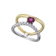 Anillo de oro blanco y amarillo de 18 Kt con rubí y diamantes, 0,32 ct