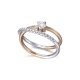 Anillo de oro blanco y rosa de 18 Kt con diamantes de 0,44 ct