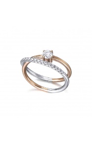 Anillo de oro blanco y rosa de 18 Kt con diamantes de 0,44 ct