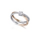 Anillo de oro blanco y rosa de 18 Kt con diamantes de 0,38 ct