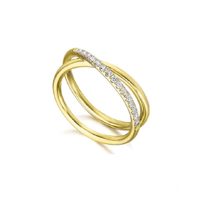 Anillo de oro amarillo de 18 Kt con diamantes de 0,20 ct