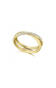 Anillo de oro amarillo de 18 Kt con diamantes de 0,18 ct