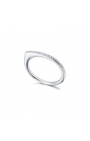 Anillo de oro blanco de 18 Kt con diamantes de 0,10 ct