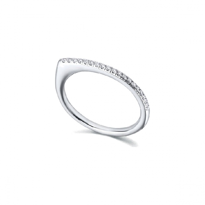 Anillo de oro blanco de 18 Kt con diamantes de 0,10 ct