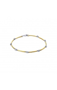 Pulsera de oro blanco y amarillo de 18 Kt con diamantes de 0,40 ct