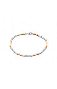 Pulsera de oro blanco y rosa de 18 Kt con diamantes de 0,60 ct