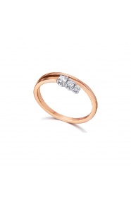 Anillo de oro blanco y rosa de 18 Kt con diamantes de 0,12 ct