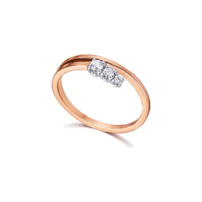 Anillo de oro blanco y rosa de 18 Kt con diamantes de 0,12 ct