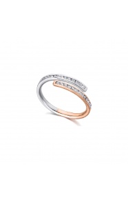 Anillo de oro blanco y rosa de 18 Kt con diamantes de 0,22 ct