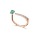Anillo de oro rosa de 18 Kt con esmeralda y diamantes, 0,06 ct