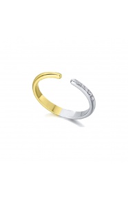 Anillo de oro blanco y amarillo de 18 Kt con diamantes de 0,05 ct