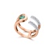 Anillo de oro blanco y rosa de 18 Kt con diamantes y esmeralda, 0,18 ct