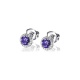Pendientes de oro blanco de 18 Kt con amatista y diamantes, 0,27 ct