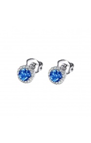 Pendientes de oro blanco de 18 Kt con zafiro y diamantes, 0,27 ct
