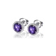 Pendientes de oro blanco de 18 Kt con amatistas y orla de diamantes, 0,37 ct